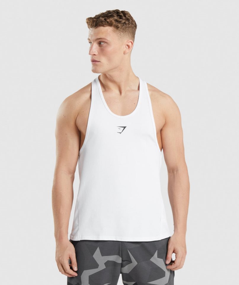 Men\'s Gymshark Critical Stringer Tanks White | NZ 2YQBZI